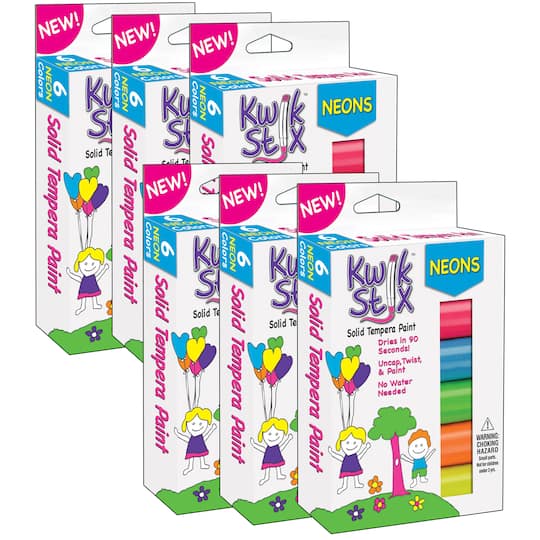4 Packs: 6 Packs 6 ct. (144 total) Kwik Stix™ Neon Solid Tempera Paint Sticks Set